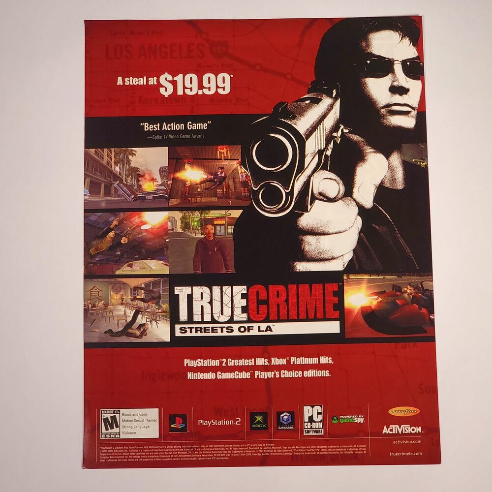 True Crime Streets of LA‎ PlayStation 2 Vintage Print Ad 2004 Maxim 8.5" x 11"
